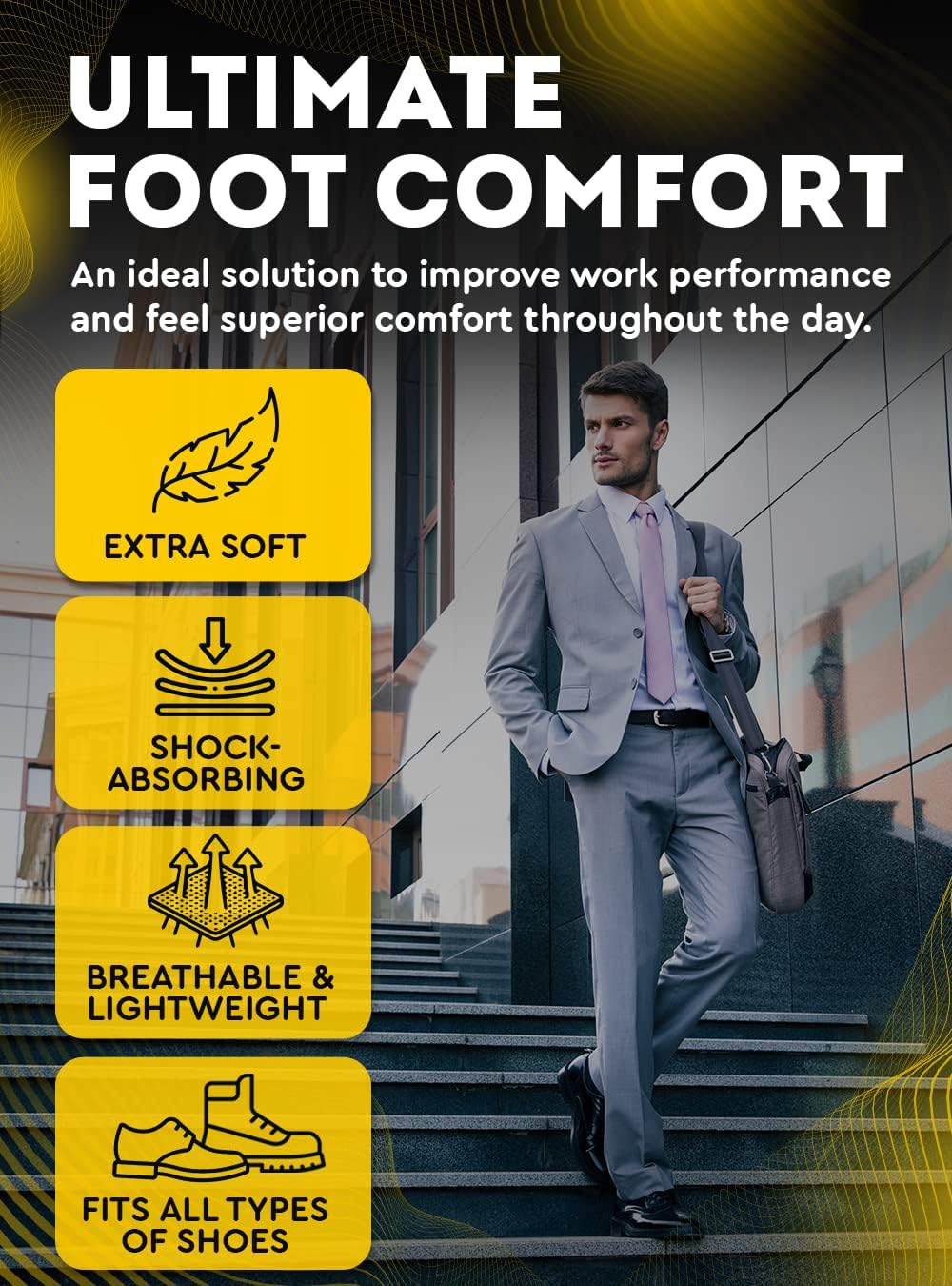 {New} Work Comfort Orthotics Insoles - Anti Fatigue Shoe Insert Men Women for Plantar Fasciitis - Cushioned Arch Support - Shock Absorption - Foot Pain Relief - Work Boot Insoles (Black Hexagons, L) : Health & Household