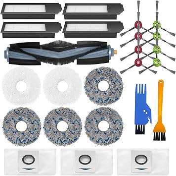 Replacement Packs For ECOVACS DEEBOT X1 Omni Vacum Cleaner, Deebot X1 Omni Accessories, Deebot Omni X1 Bags, Deebot X1 Omni Filter Brushes Roller+Brushes+Filter+Bag+Mop Pads