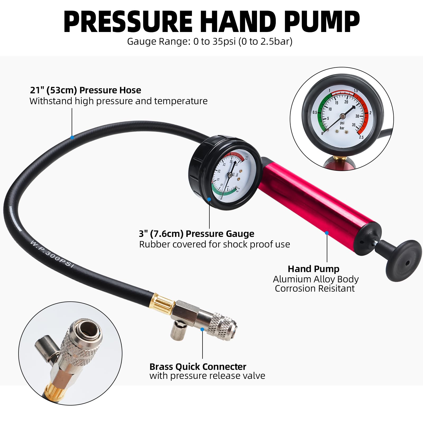 FreeTec Tester Pressione Radiatore Universale, Impianto Raffreddamento Test Perdite Refrigerante