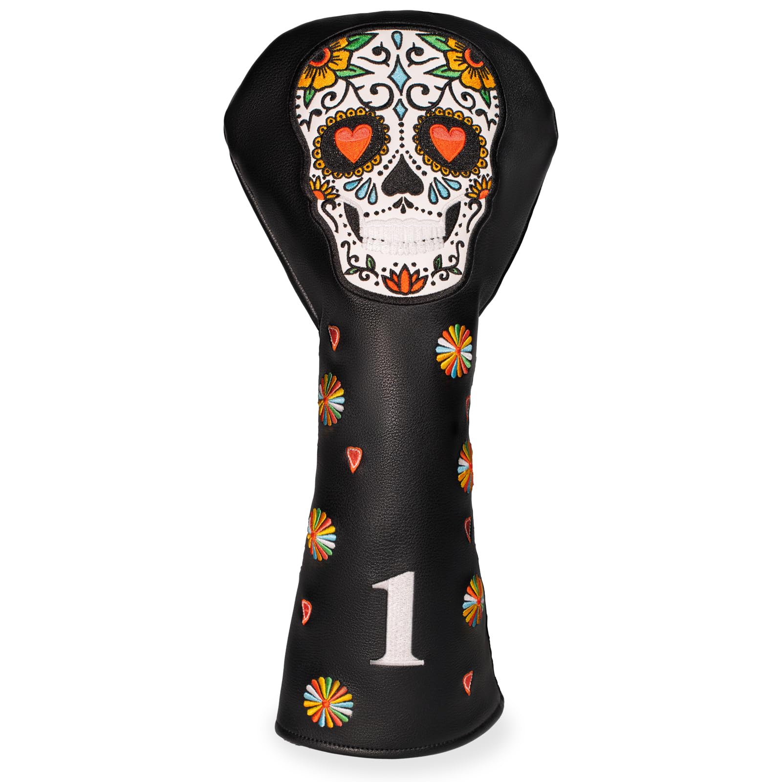 Colorful Skeleton Embroidery Club Covers Driver Headcovers Fairway Wood Cover Hybrid Head Cover Leather 3 Wood Headcover Golf Club Covers for Most