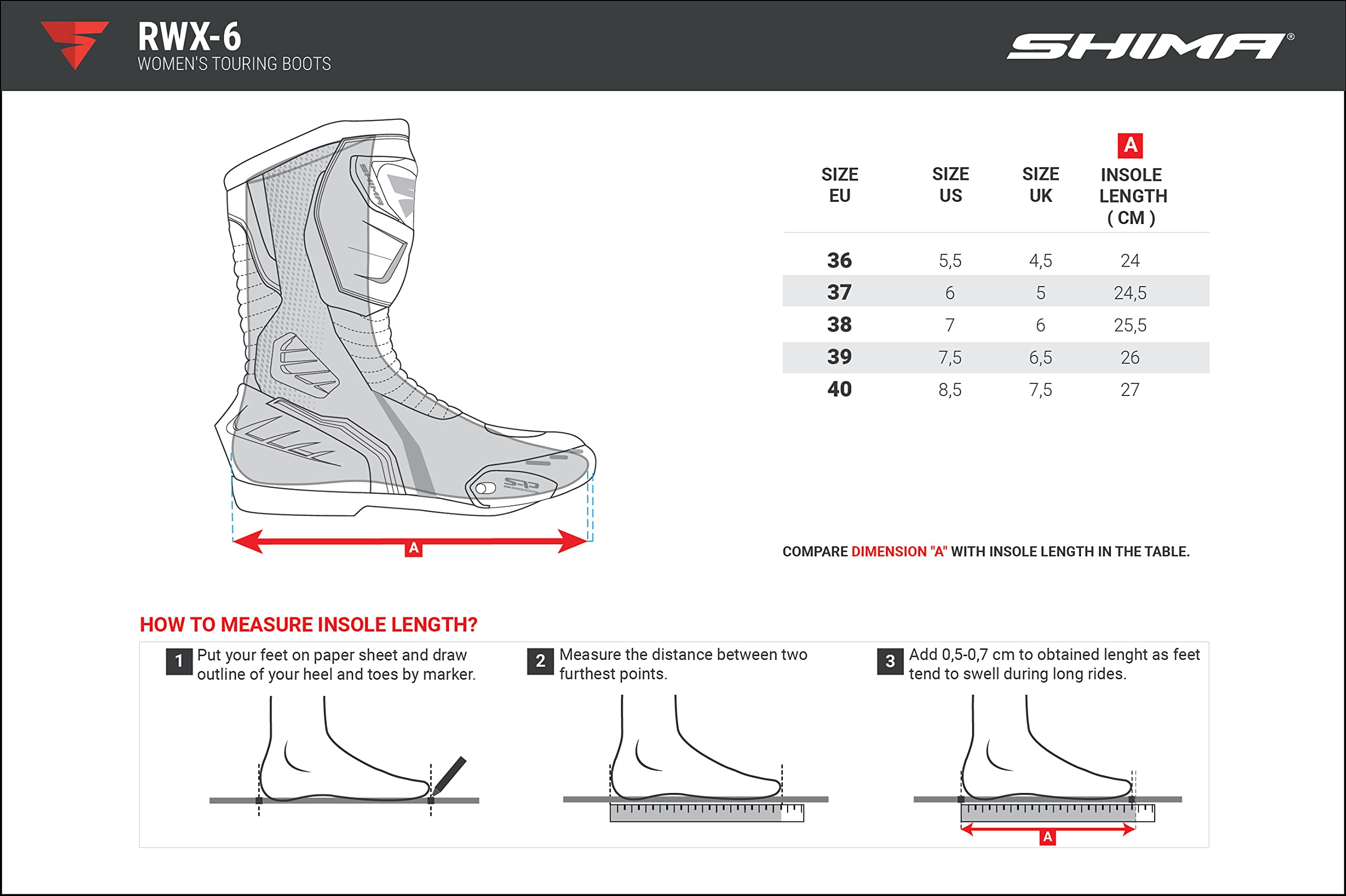 SHIMA Rwx-6 Lady Botas de motocicletaHombre