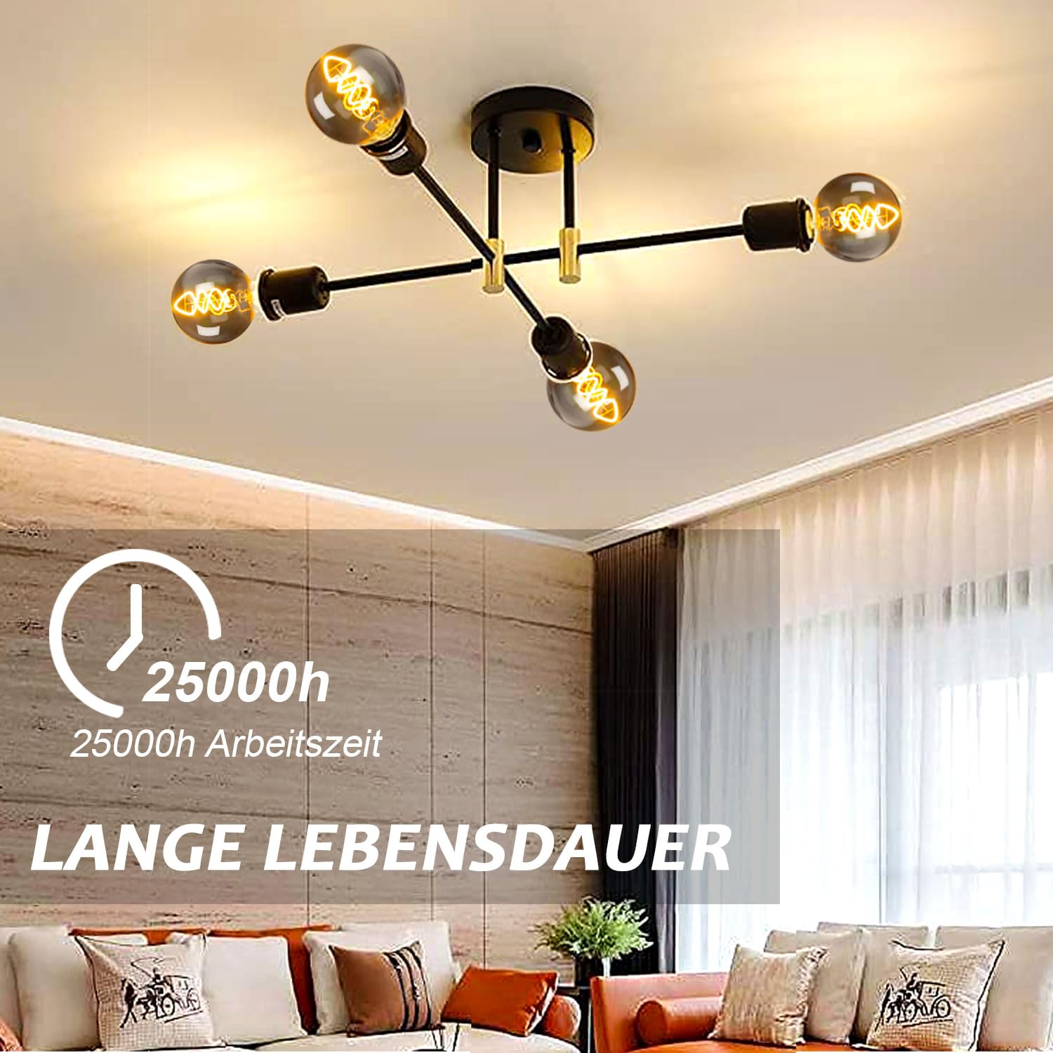 E27 LED Vintage Glühbirne, Edison Vintage Glühbirne E27 Dimmbar 4W G80 Retro Glühbirnen LED Filament Lampe Warmweiß Ideal für Dekorative Nostalgie Retro Beleuchtung, Rauchglas-6 Stück (HPS6PBT1)