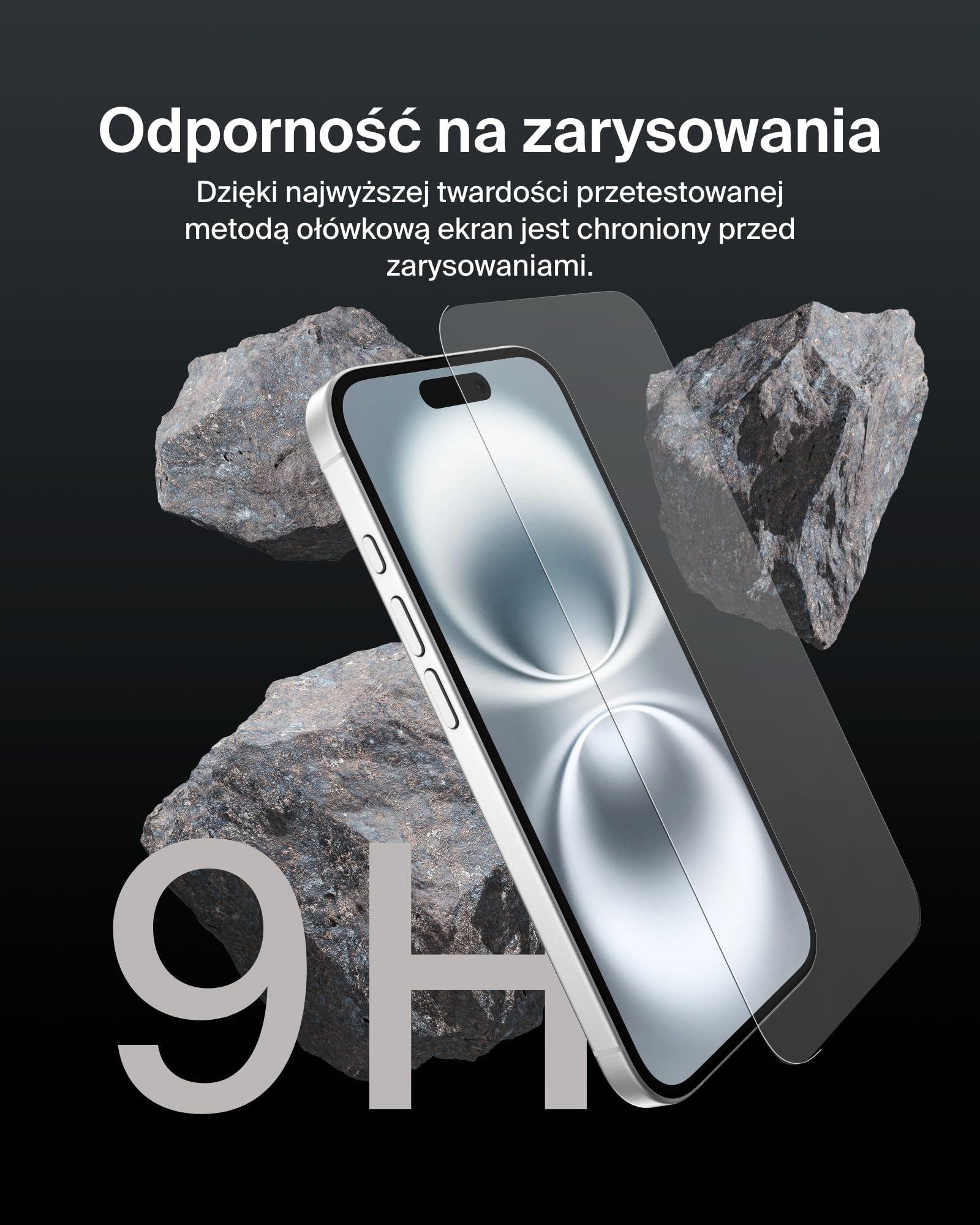 Belkin ScreenForce InvisiGlass szkło ochronne do iPhone 16, tacka Easy Align ułatwiająca nakładanie, wykonane ze szkła z recyklingu, folia ochronna do iPhone 16, iPhone 15 i iPhone 14 Pro