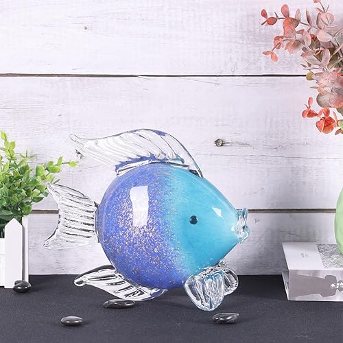 Miniatura 5 de QIANLING Figuras de peces de cristal, decoración costera del hogar, centros de mesa modernos del océano para sala de estar, comedor, baño, oficina,