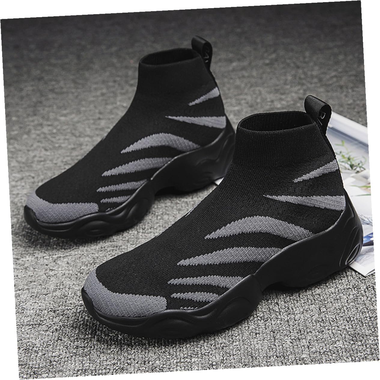 Sneakers Alte da Uomo Nere, Scarpe Sportive in Maglia | 1 Paio, Suola Eva Antiscivolo, Stile Semplice e Confortevole per Outdoor e Sport