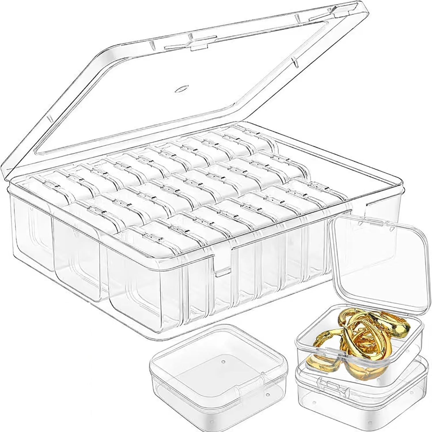 BAFATI 30 PCS Earring Organizer Boxes Transparent Jewellery Storage Organizer Set for Ear Studs, Rings, Necklace & Small Jewellery Plastic Storage Cases