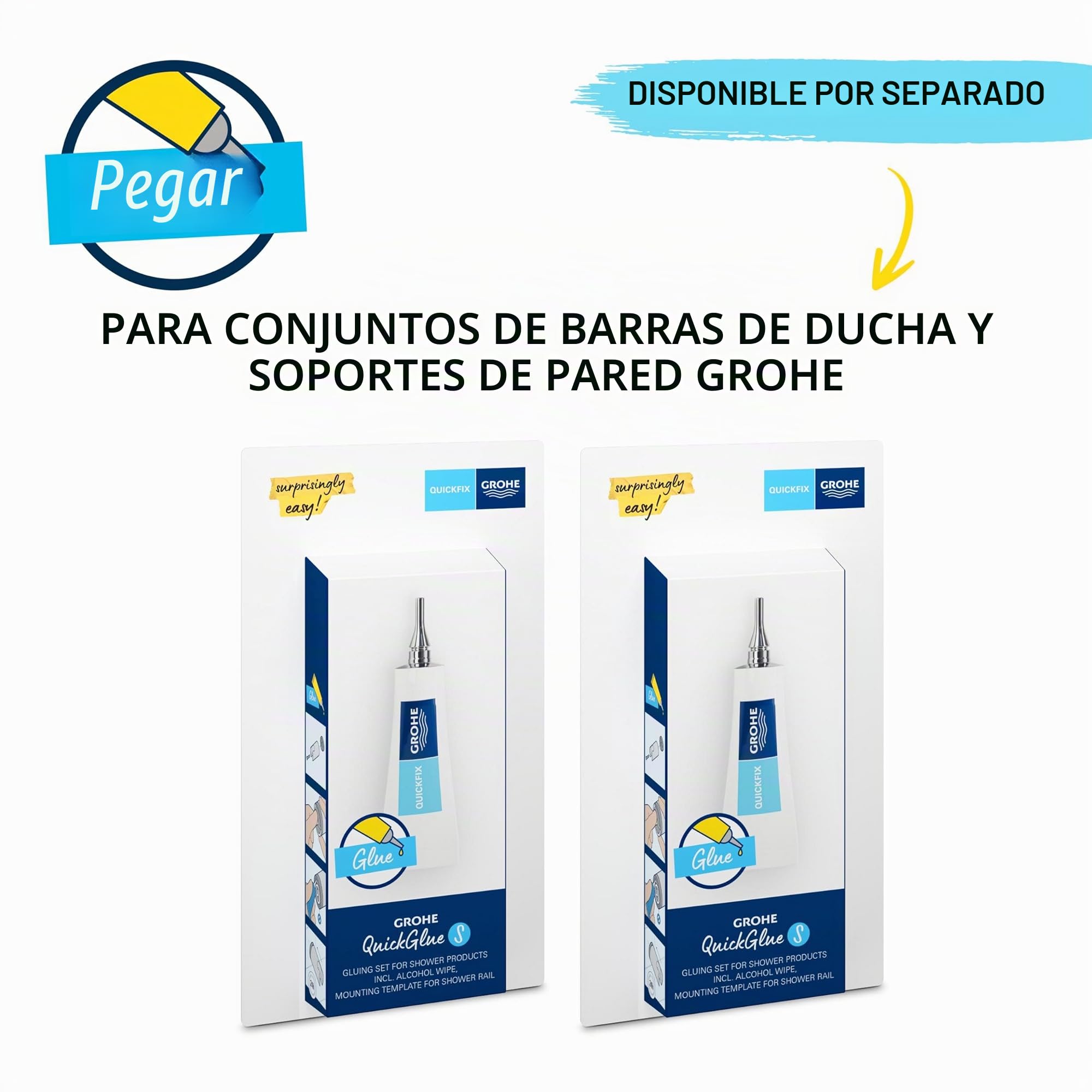 GROHE Vitalio Start 110 Conjunto de barra de ducha (ahorro de agua, 2 tipos de chorro, barra de ducha 600 mm, flexo de ducha 1750 mm), Cromo 2794810E
