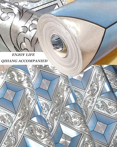 Miniatura 3 de QIHANG Papel tapiz de mosaico cuadrado de papel tapiz de papel tapiz de hoja de oro, rollo moderno, papel tapiz de techo de hotel, papel tapiz