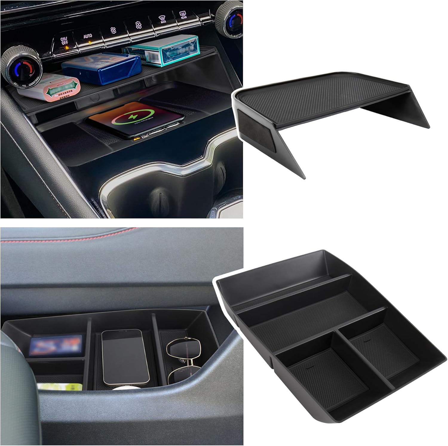 Center Console Organizer Compatible with 2024-2026 Chevy Traverse Interior Accessories, Divider Compartment Tray and Center Console Bottom Storage Box; Not fit for 2024 Chevy Traverse Limited