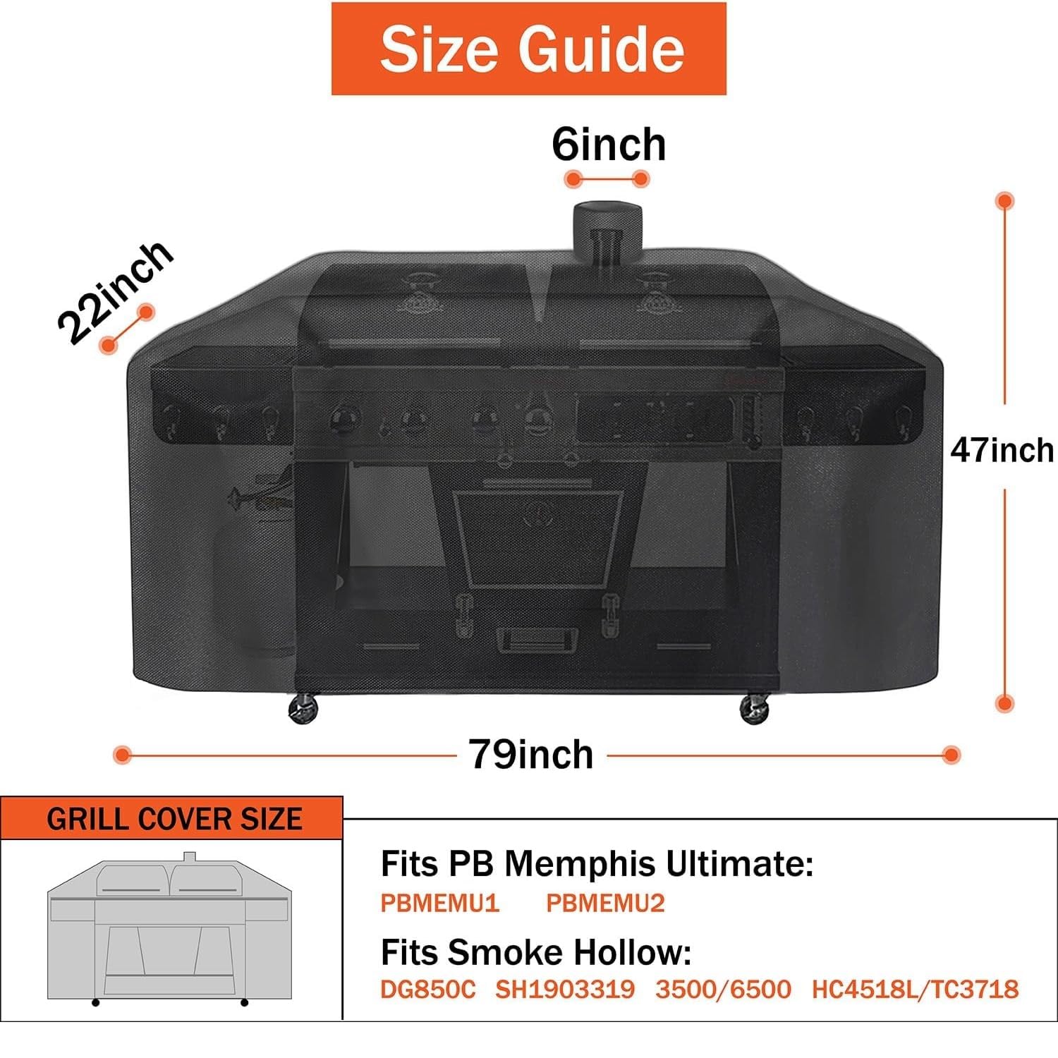 Pit Boss wasserdichte Grillabdeckung, passend für Pellet-, Memphis-, Smokehollow- und GC7000-Grills, Pellet-Grillabdeckung für Campingköche