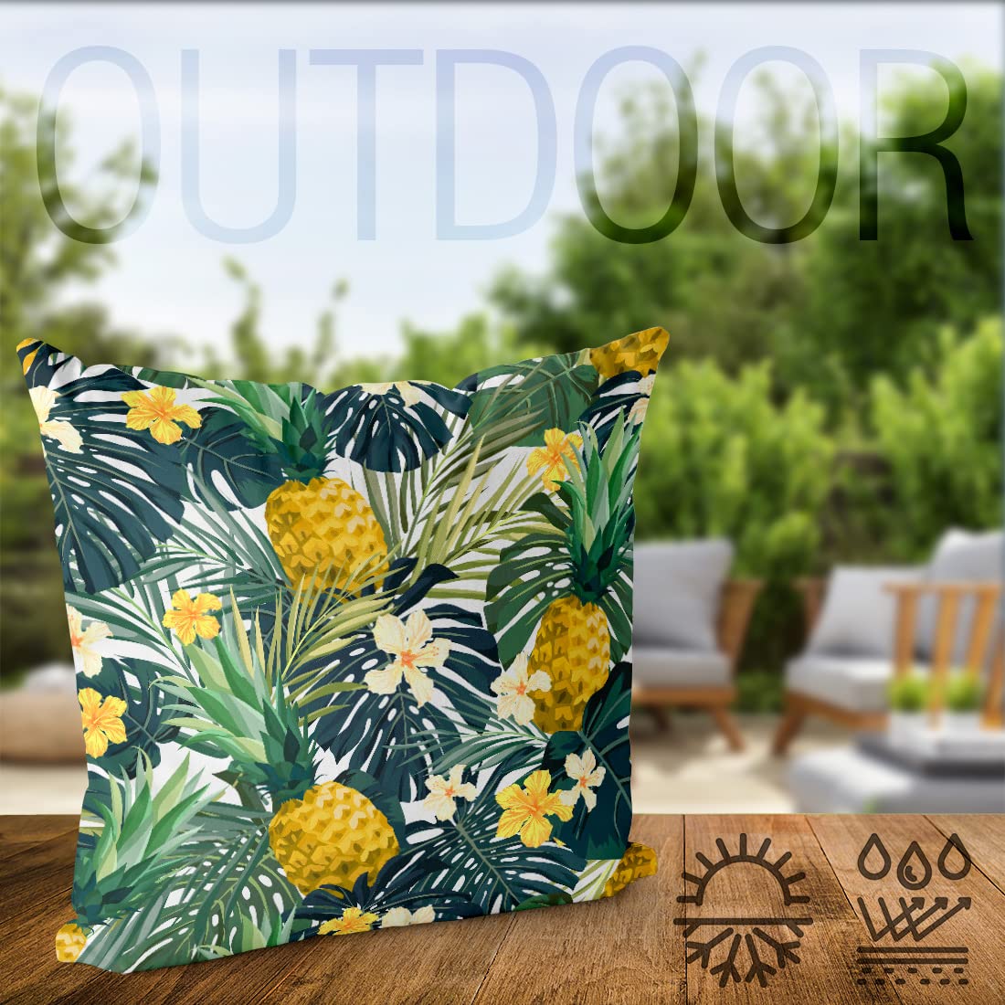 VOID Ananas Blüten Kissenbezug Kissenhülle Sofakissen Kissen Deko Ostern Outdoor-Kissen Dekokissen, Kissen Größe:60 x 60 cm
