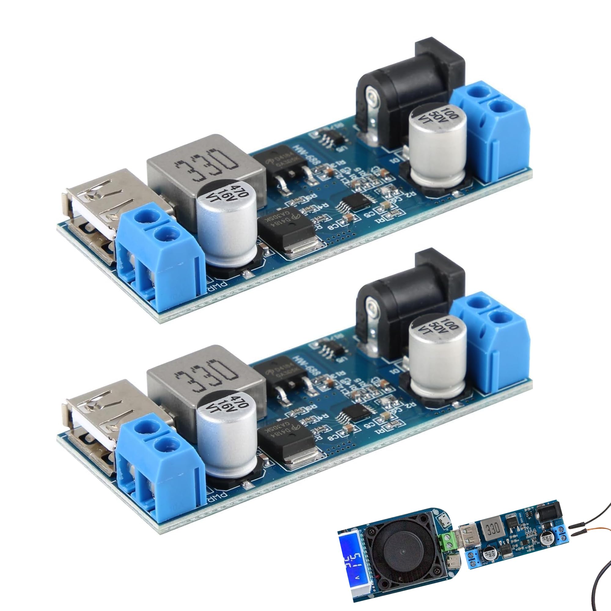 2Pcs 24V / 12V to 5V 5A Power Buck Converter DC-DC Power Down Module 12V to 5V C