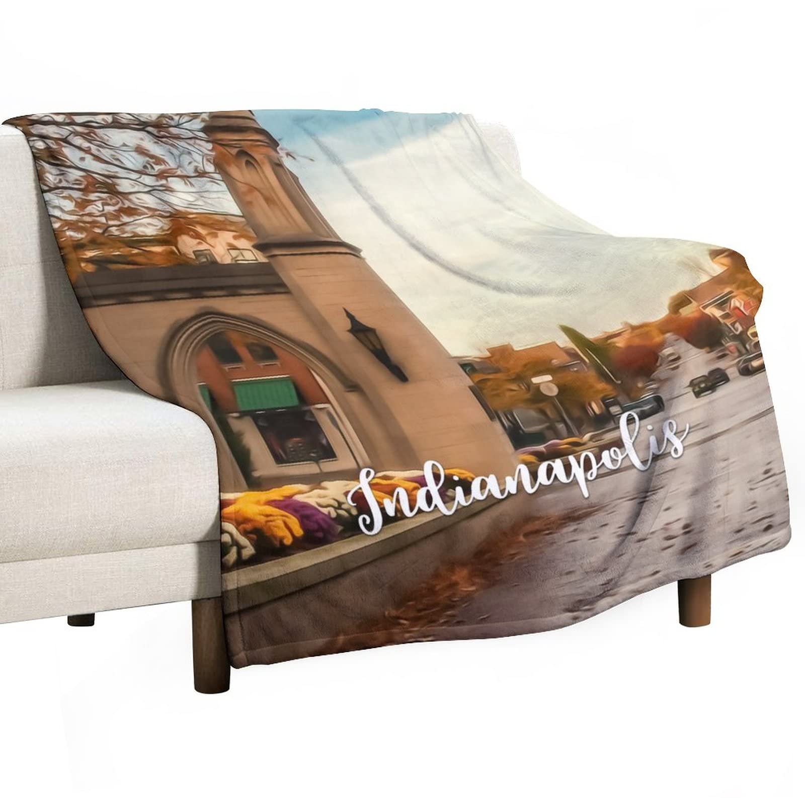 Couverture en flanelle surdimensionnée au motif urbain, finition premium