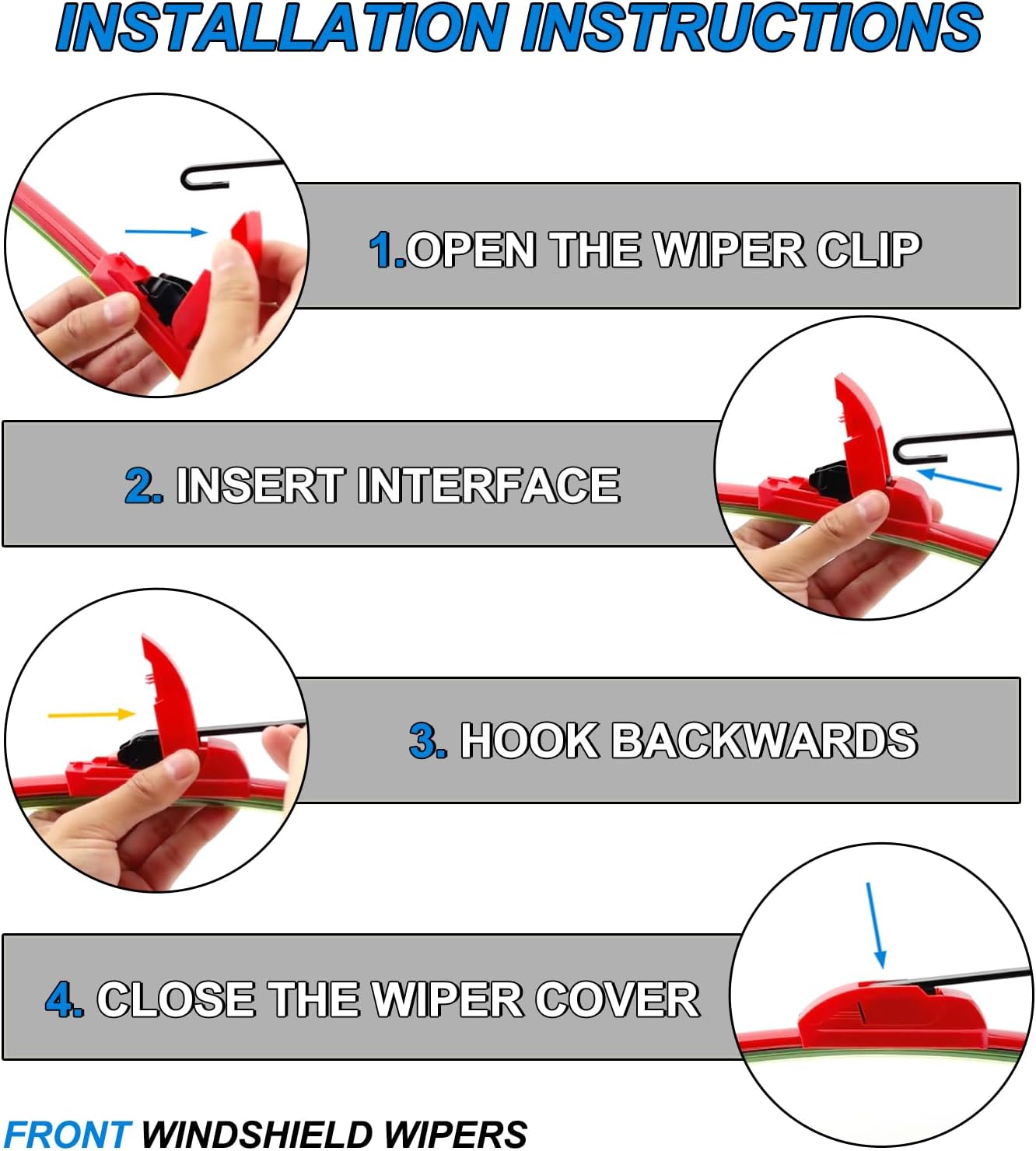 Windshield Wipers-16 Inch+16 Inch+12 Inch Replacement for 2018 2019 2020 2021 2022 2023 2024 Jeep Wrangler Wiper Blades for My Car,Quality Front Red Windshield Wiper Blades(Set of 3)