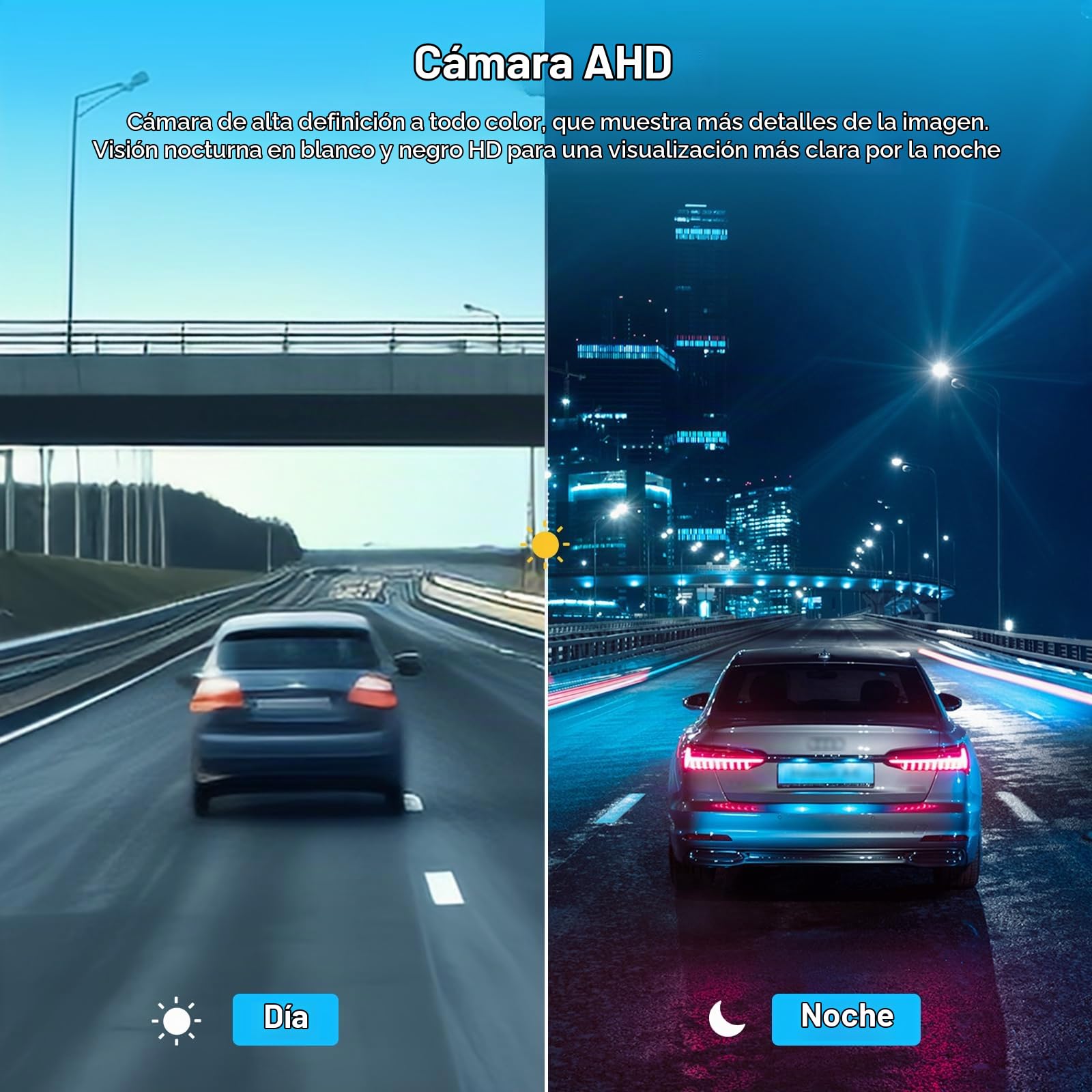 Hodozzy Cámara Marcha Atrás Digital Inalámbrica con Monitor IPS de 5 Pulgadas y Cámara AHD, Cámara Visión Trasera Inalámbrica de Visión Nocturna Impermeable IP69 Cámara Trasera 12V para Coche