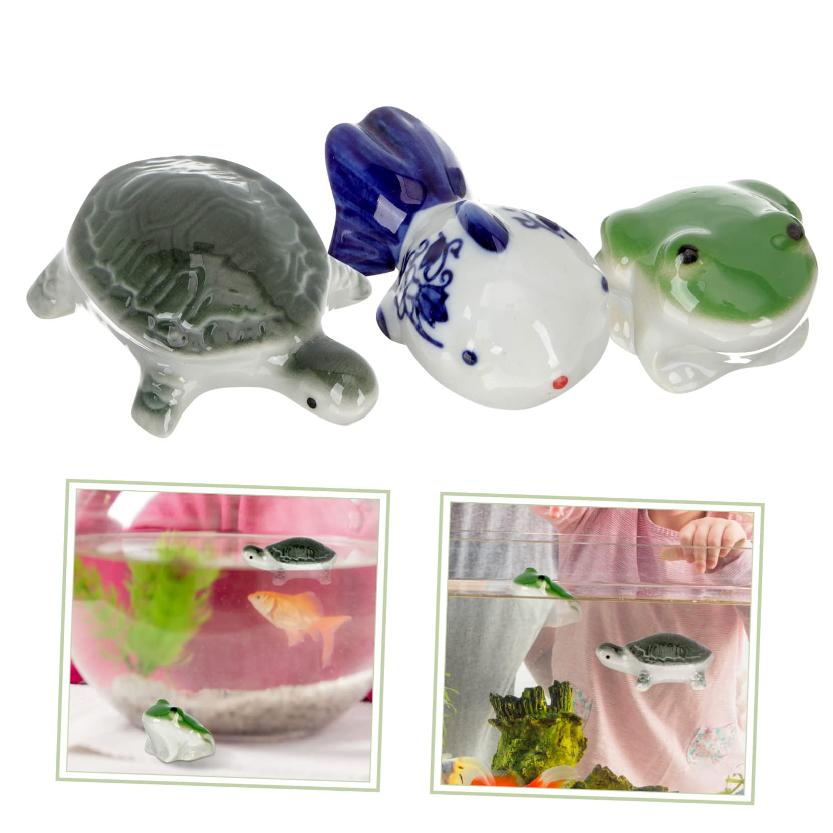 BESPORTBLE 15stücke Keramische Tierfiguren Für Aquarien Schwimmende Dekorationen Porzellan Für Fische Schildkröten Und Frösche Aquarienaccessoires Verschönerung Ihres Fischbeckens