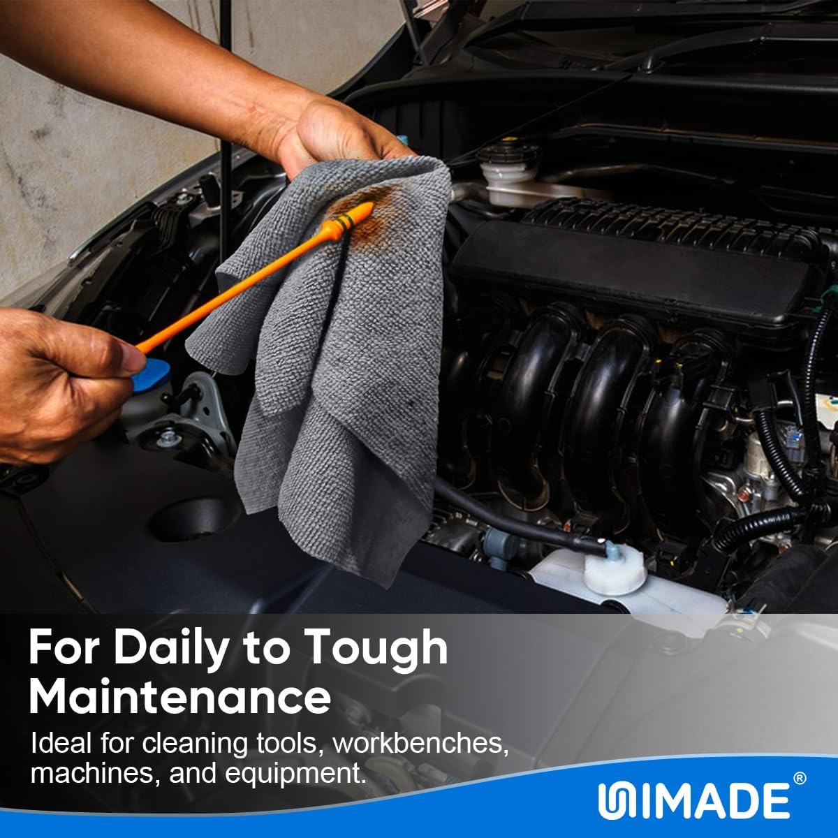 Microfiber Cleaning Cloth, 50 Pack Microfiber Towels for Cars Reusable Shop Rags Bulk Lint Free Cleaning Towels for Car Kitchen Automotive Bar Mechanic Restaurant Garage, 11.5"x 11.5", Grey - Image 5