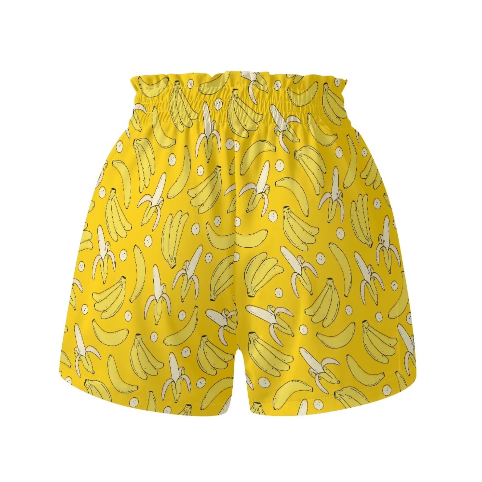 Yellow Banana Athletic Shorts for Women High Waist Running Workout Shorts Gym Summer Shorts with Pockets