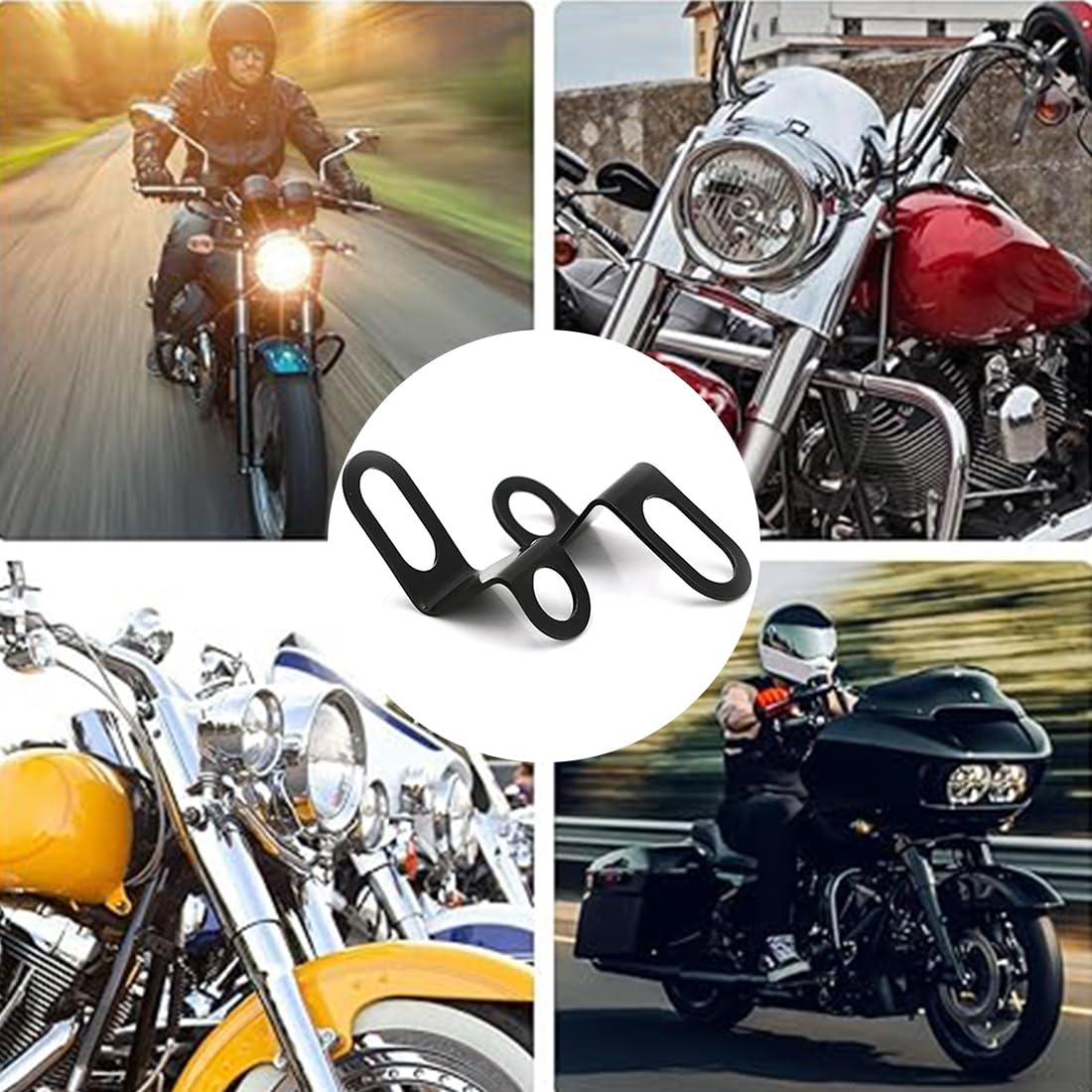 Feu Arrière Moto KaTur - Noir/Chrome - 12V - Compatible Harley, Suzuki, Yamaha - Feu Freinage + Plaque