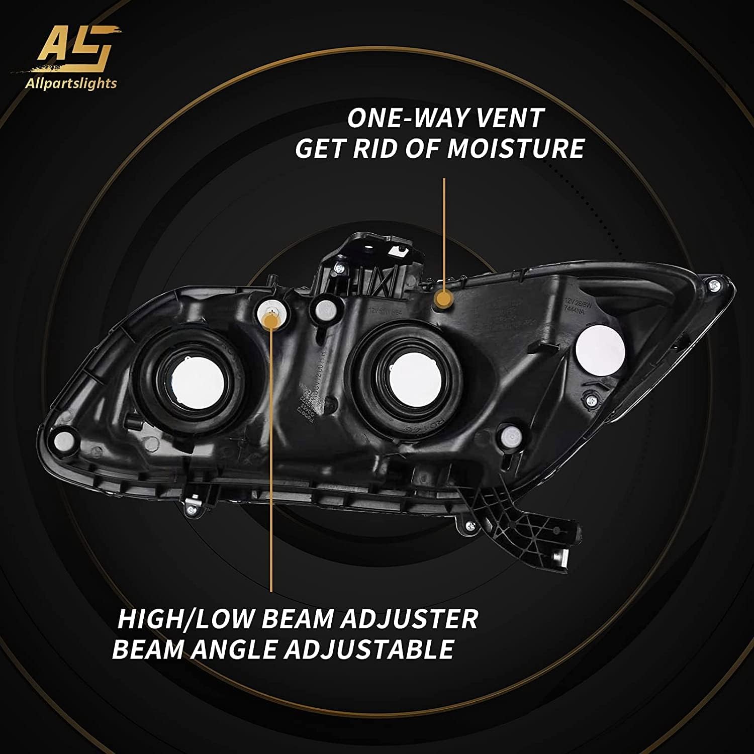 AS Headlight Assembly Compatible with 2012 2013 2014 2015 Honda Civic 4Dr Sedan/ 2012 2013 Honda Civic 2Dr Coupe Chrome Housing Passenger and Driver Side OEM# 33150-TR0-A01/33100-TR0-A01