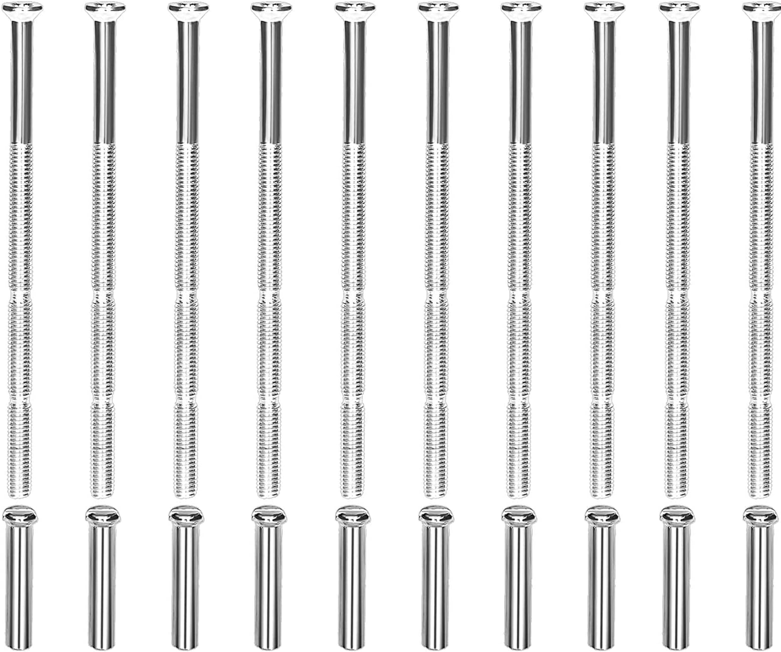 JEOPKO 10 Sets M3 Door Handle Screws, Nickel Plated Male to Female Screws Connecting Fixing Bolts and Sleeves for Escutcheons Cabinet Drawers（M3*60mm Cross Slub +M3*16mm Nuts）