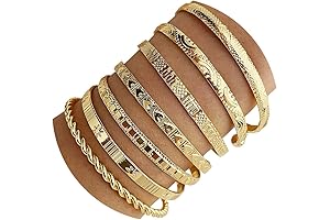 14k Gold Plated Bangle Bracelets for Women
