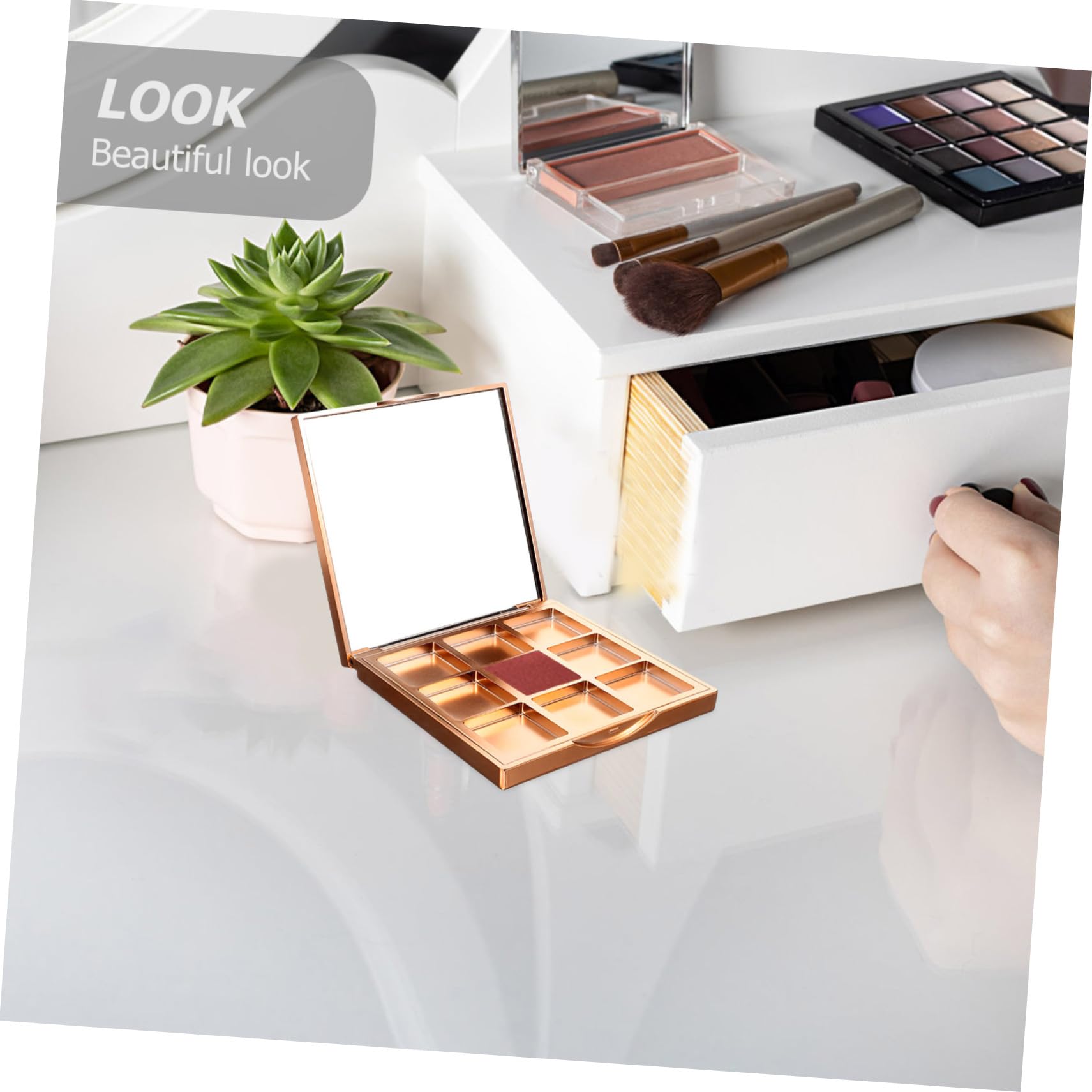 Healvian 5pezzi Palette Ombretti Vuota Con Scomparti Scatola Per Ombretti Design Sequins Quicksand Per Organizzazione Make-up e Viaggi e Leopardo