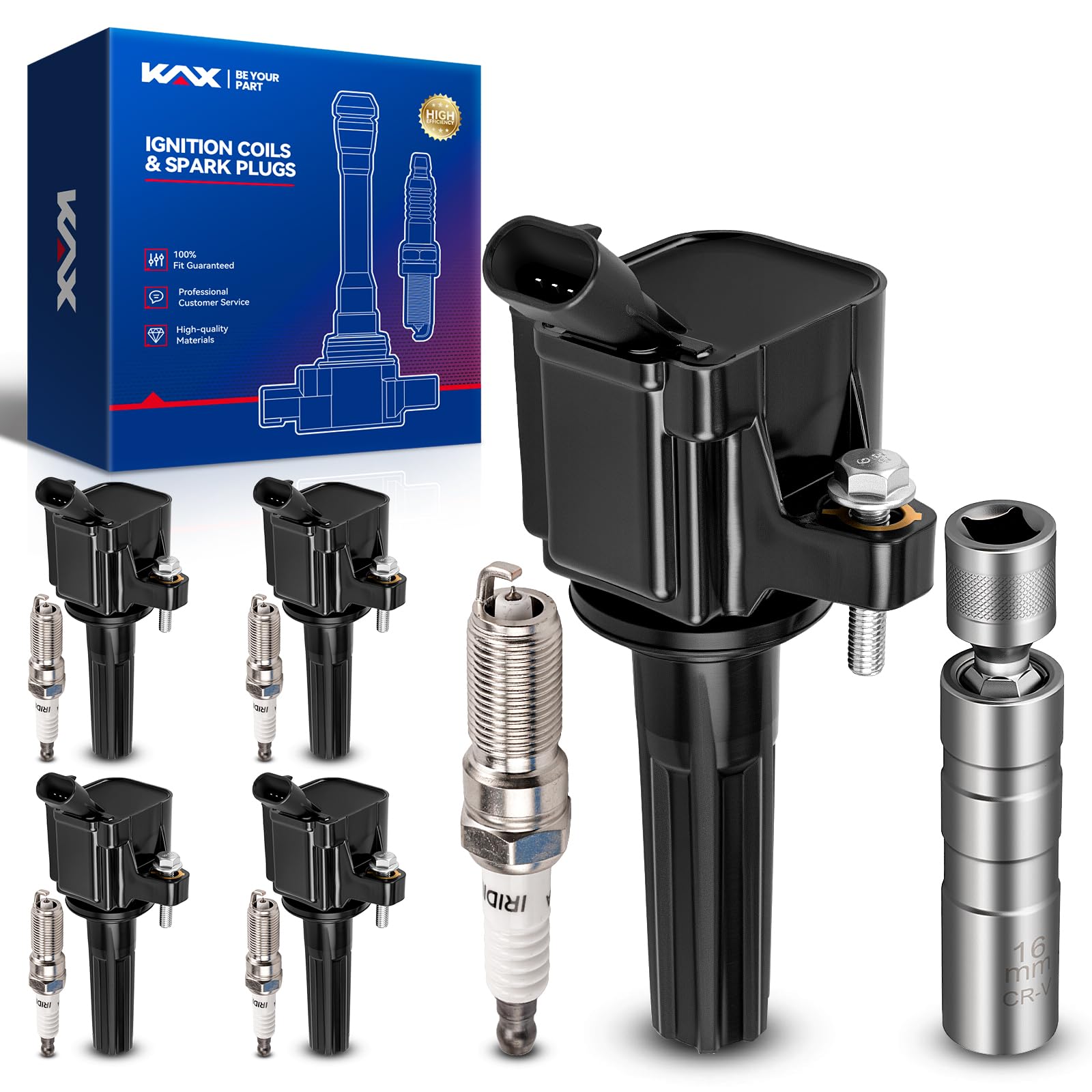 KAX 5 Ignition Coils &amp; 5 Spark Plugs Set for Chevy Trailblazer, Colorado