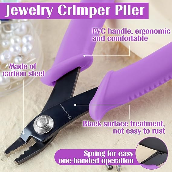 SPEEDWOX Bead Crimping Pliers Jewelry Crimper Plier for Beading Micro Tube Beads Crimper Mini Crimping Pliers Bent 3 holes Multi Use DIY Jewelry Craft Beading Hobby for 2mm-3mm Beads and Tubes
