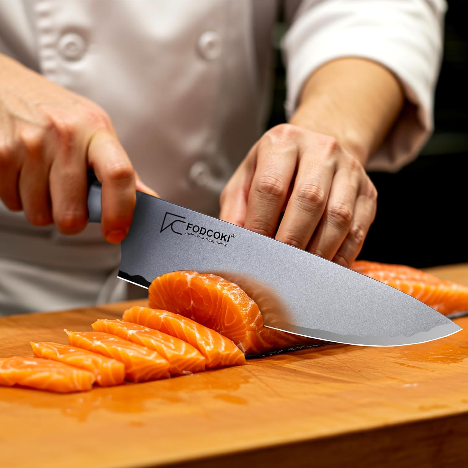 Chef Knife Japanese 8 Inch Kitchen Sharp Cutting Knife High Carbon Steel AUS10 with Ebony Wood Handle, Professional Chefs Knife for Meat Vegetable - Image 8