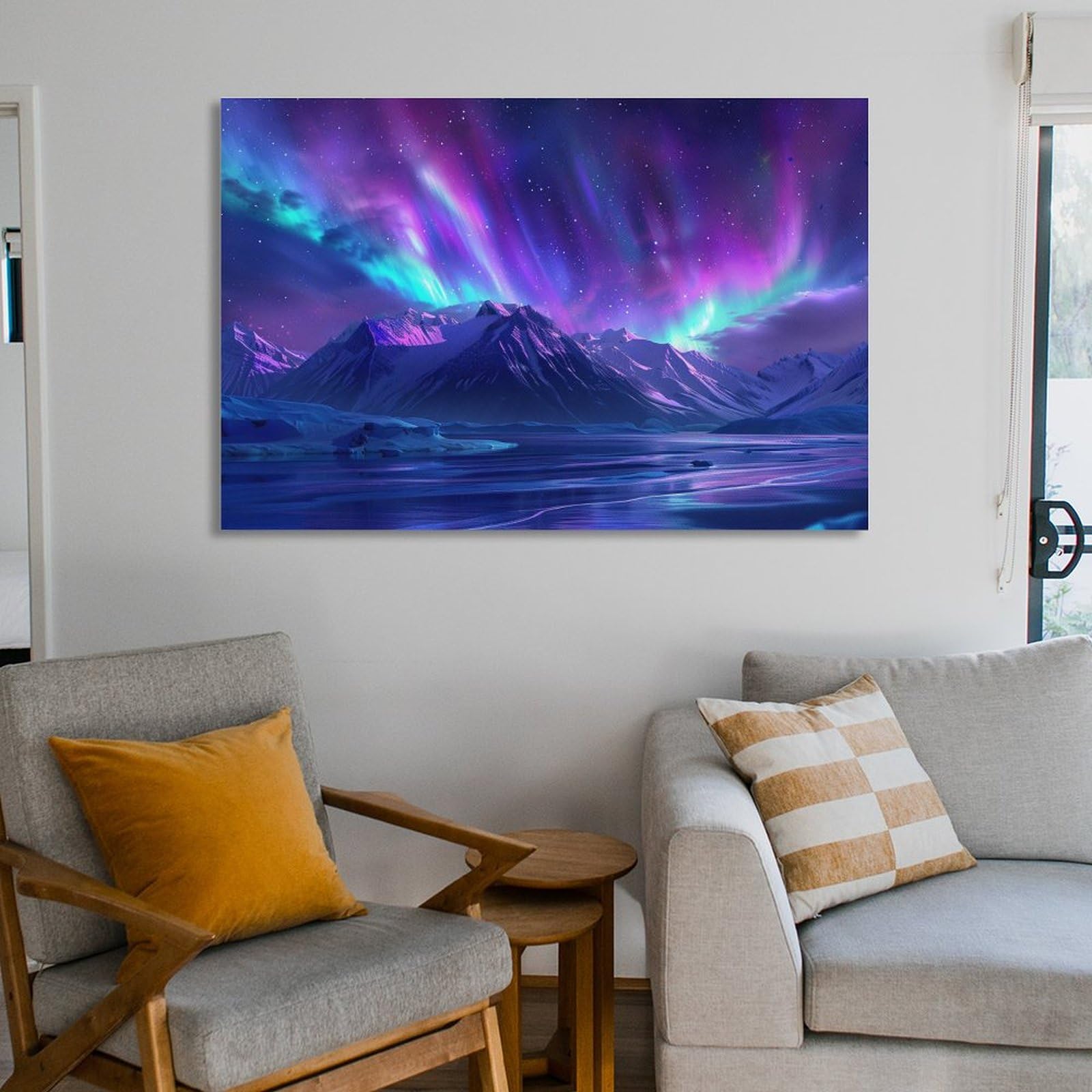 アートパネル　絵画　壁掛け　アート　オーロラ　絶景　夜景　自然　風景画　額縁　絵 絵画 額入り 壁掛け F6 田口みちる やすらぎの夜景 複製画 1枚 日本