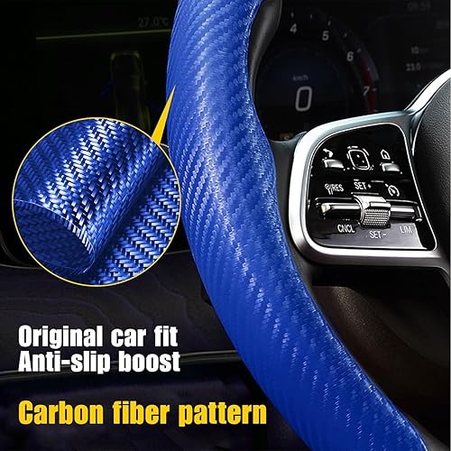 Miniatura 4 de 2 fundas universales de fibra de carbono para volante de automóvil, accesorios antideslizantes, se adapta a la mayoría de minivans, SUV y sedanes