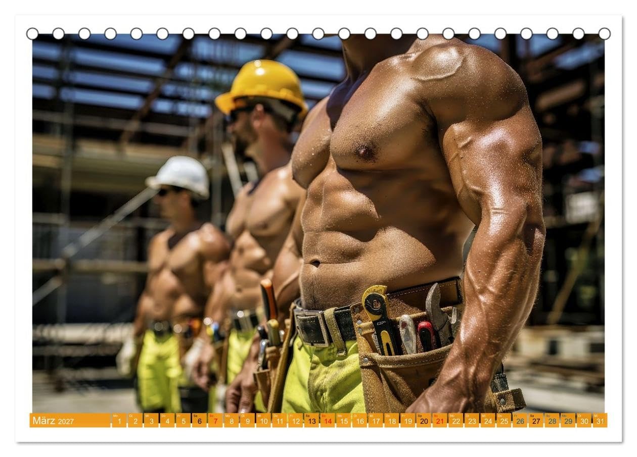 Sexy - Männer vom Bau (Tischkalender 2027 DIN A5 quer), CALVENDO Monatskalender: Schweiß, Stahl und Selbstbewusstsein treffen auf Humor und echte Persönlichkeit. (CALVENDO Erotik)