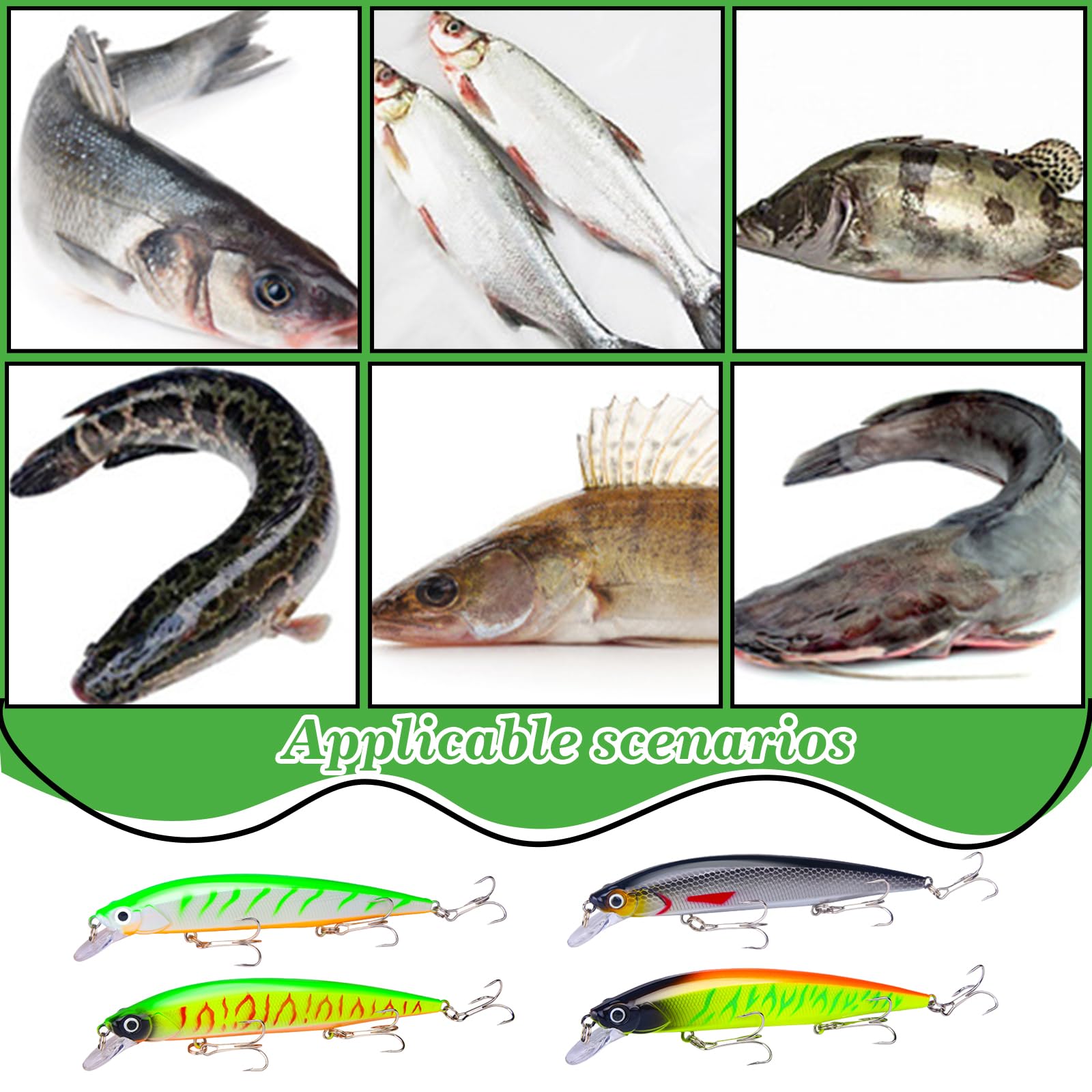 Señuelos Pesca 4 Piezas Spinning 14CM 18,3g para Lucioperca Trucha Agua Dulce Salada