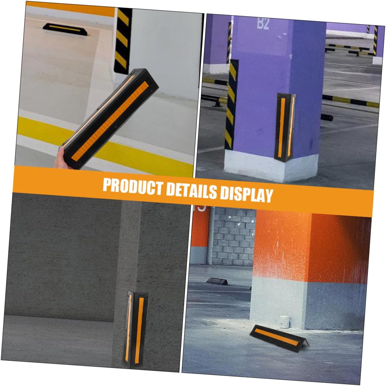 Heavy Duty Rubber Parking Corner Guards with Reflective Strips Wall Protector for Cars Impact Absorption Damage Prevention for Garages