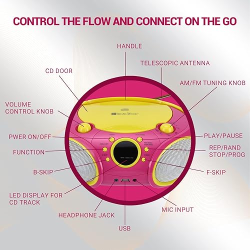 Miniatura 9 de SingingWood NP030AB-GK - Sistema de karaoke portátil, reproductor de CD portátil con Bluetooth para radio estéreo AM FM en el hogar, conector para