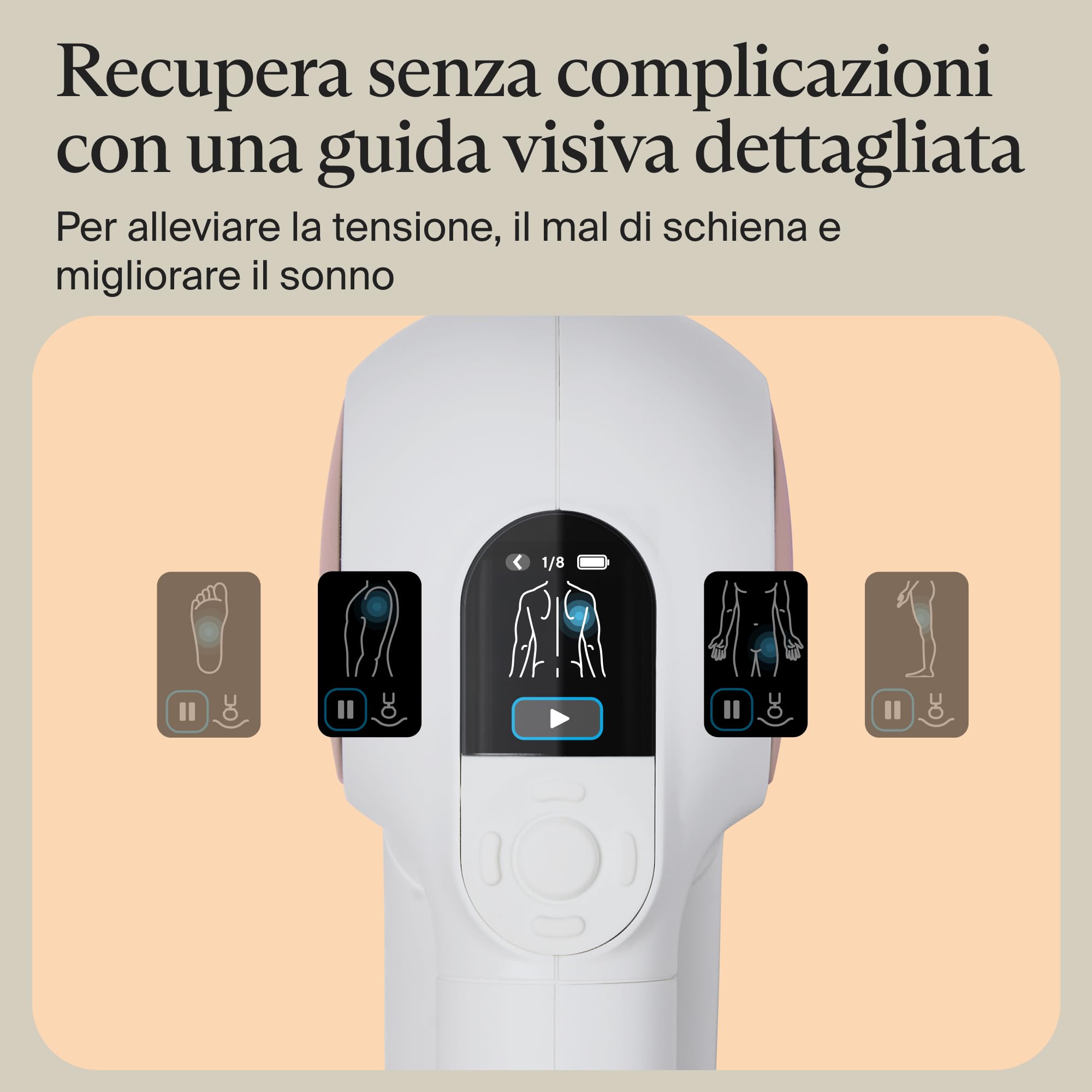 Theragun Sense Percussion - Pistola massaggiante personale per tessuti profondi, con routine di respirazione precaricata, per alleviare lo stress