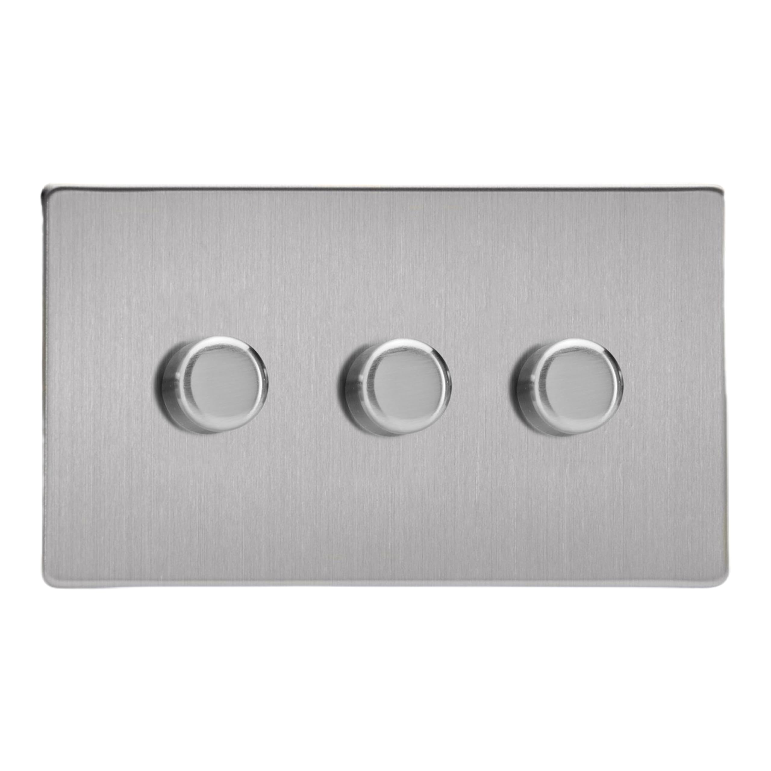 Varilight Jdsdp303s Leading & Trailing Edge Brushed Steel 3 Gang 5021575161052