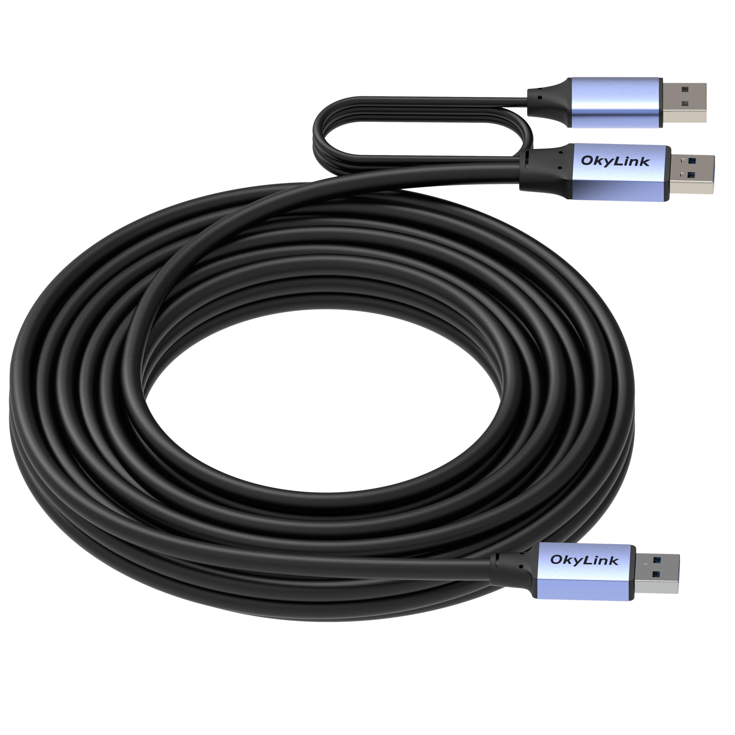 OkyLink Cable de datos activo USB 3.0/3.2 Gen 1 de 25 pies (8 m) A macho a macho A viene con cable de alimentación de 5 Gbps para impresora industrial, escáner