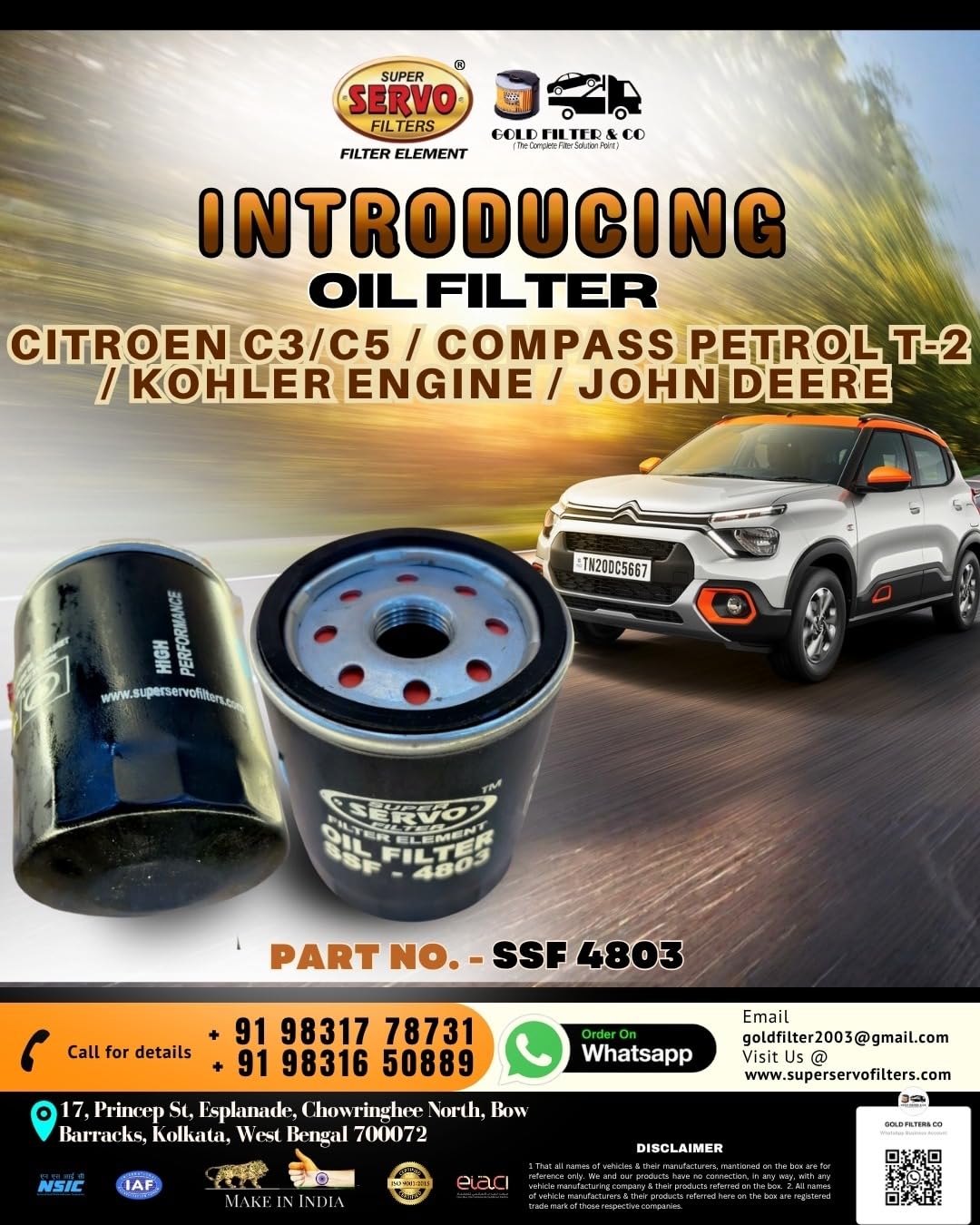 SUPER SERVO FILTERS SSF-4803 OIL FILTER FOR CITROËN C3 C5 COMPASS PETROL T-2 KOHLER ENGINE JOHN DEERE-image-49