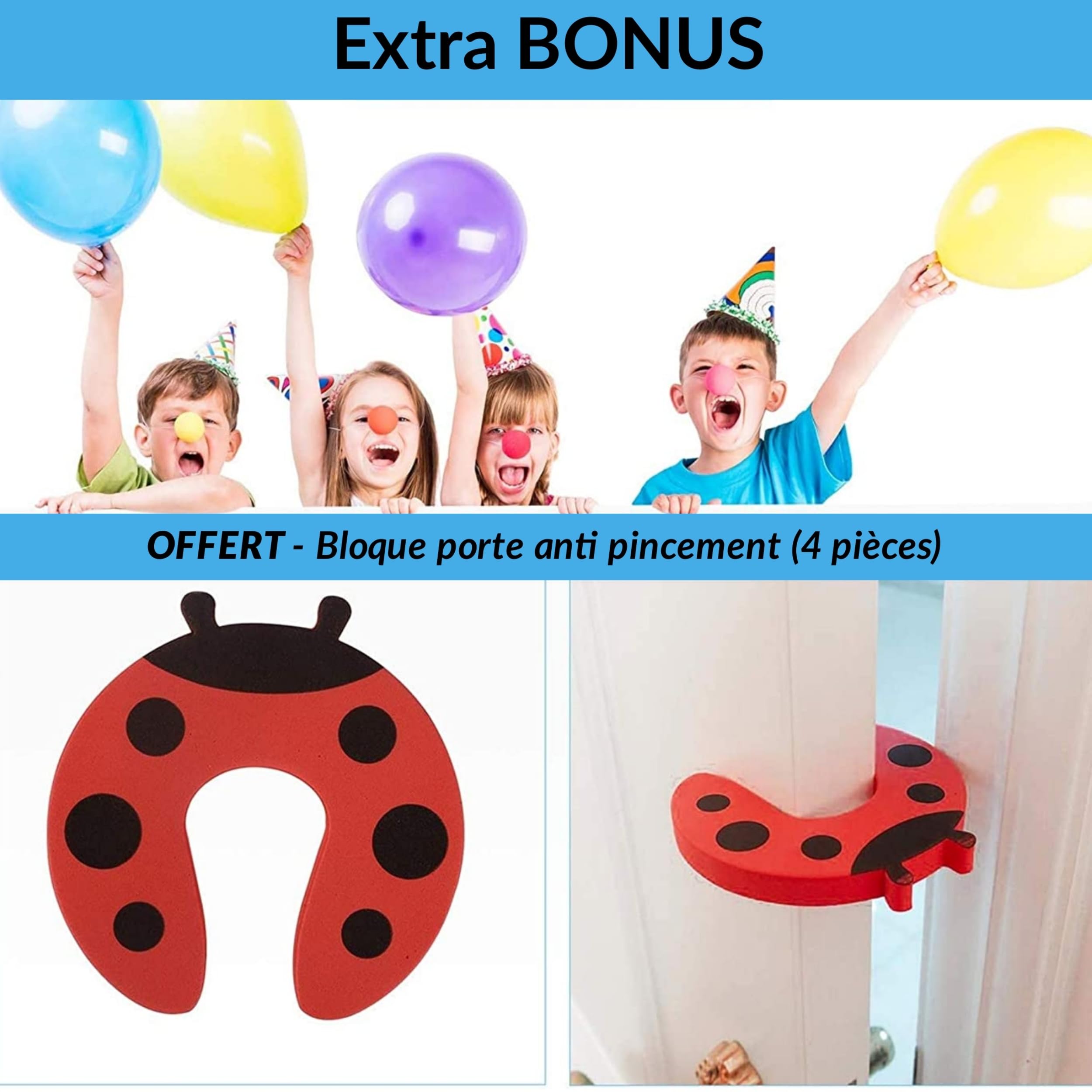 Securite Fenetre Enfant: [x3 Pieces] | Norme EU | Sans Percer | Entrebailleur Placard, Bloque Porte, Serrure Frigo, Tiroir | Offert 4 Proteges Doigts