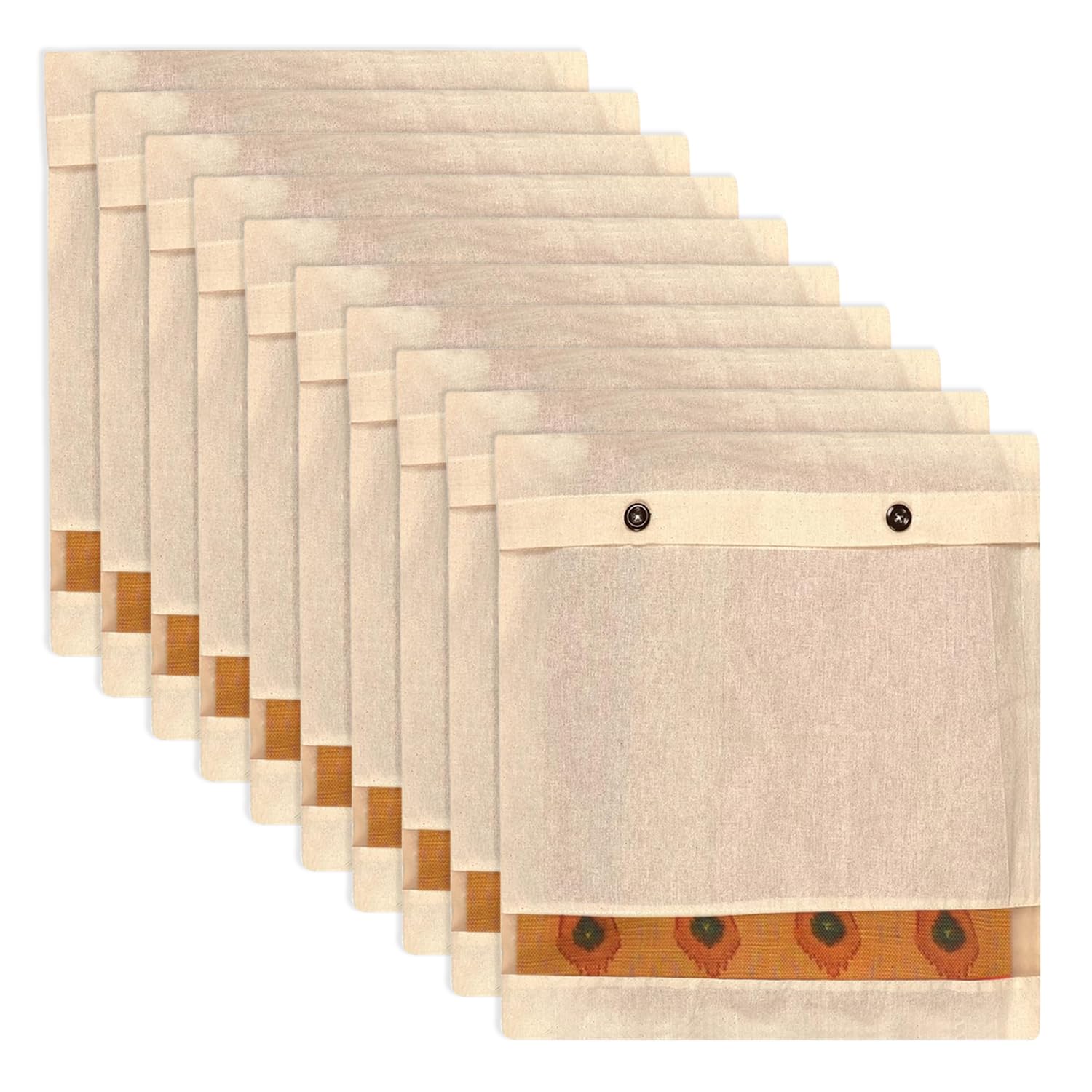 Kuber Industries Clothes Organizer For Wardrobe (Pack of 10) - Cotton Single Storage Organizer For Saree | Lehenga | Clothes - Dress Organizer For Wardrobe - Single Saree Covers With Button (Cream)