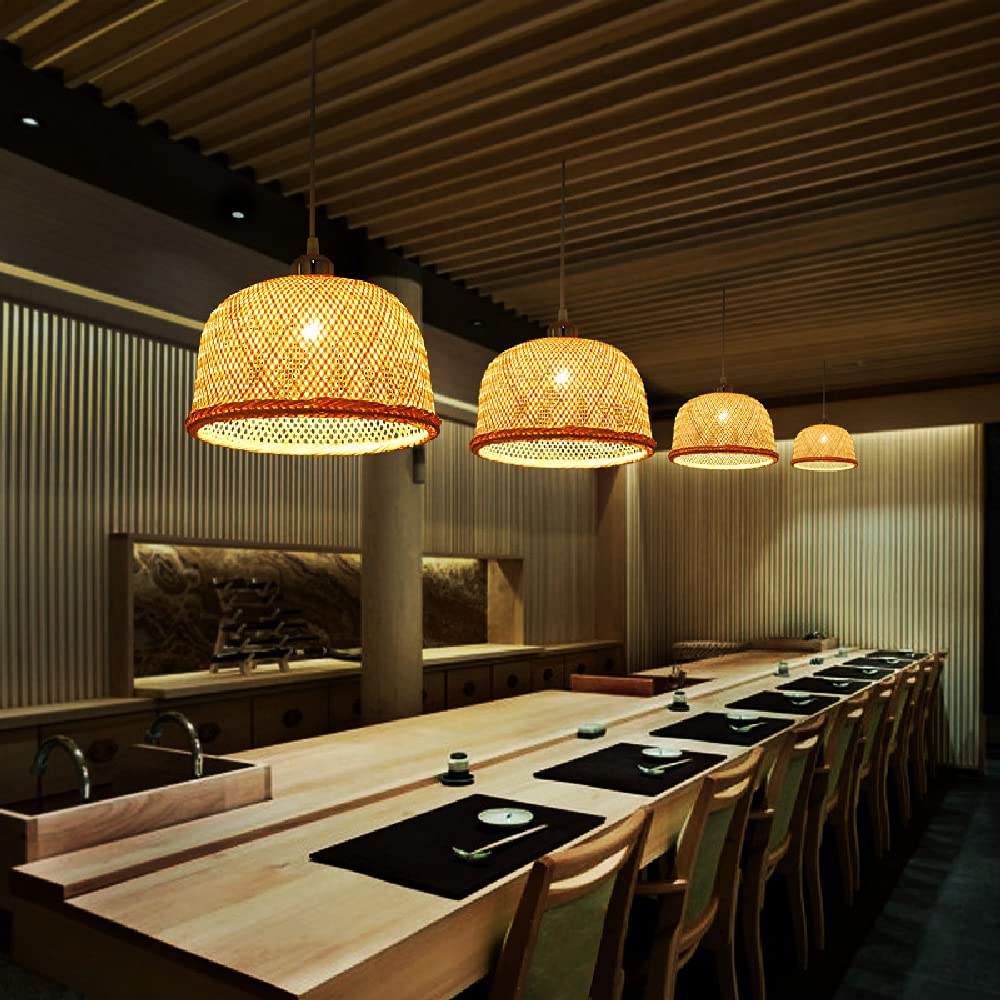 Lampadario Aperto In Bambù, Lampada A Sospensione In Vimini Intrecciata A Mano, Paralume In Bambù E27, Apparecchi Di Illuminazione A Soffitto, Lampada A Sospensione A Risparmio Energetico Per