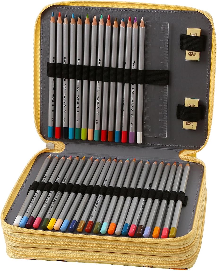 Portable Colored Printing Pattern Pencil Case Holds 120 pcs Pencils Bag Organizer with Handy Wrap Portable- Multilayer Holder for Watercolor Pens or Markers, Pencil Case Organizer for Artist