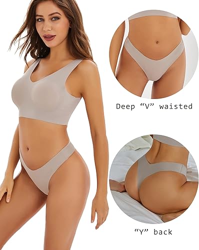 Miniatura 2 de FINETOO Paquete de 9 tangas sin costuras para mujer, ropa interior invisible con cintura en V, cómodas, sexy, tallas XS-XL