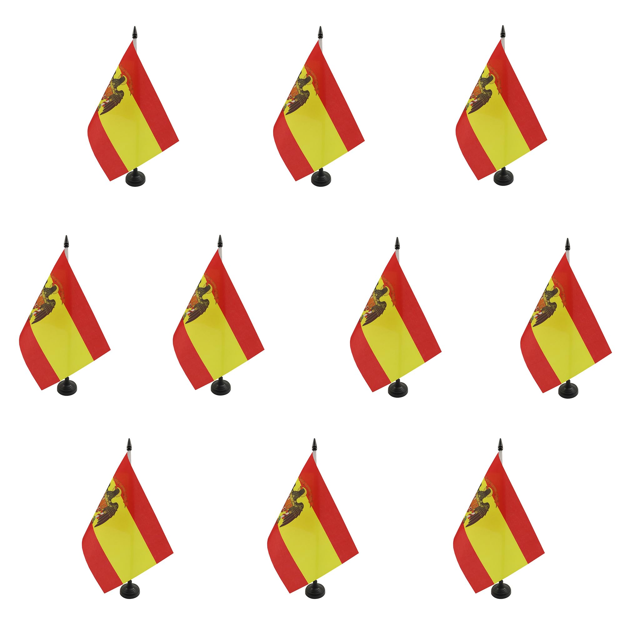 Drapeau de table Espagne 1977-1981 AZ FLAG en lot de 10 petits drapeaux anciens 21x14cm