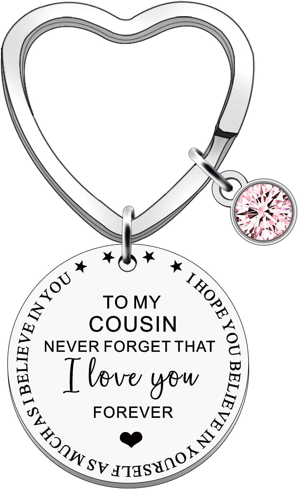 FMCC Cousin Gifts Keyring Inspirational Gift for Cousin Birthday Christmas Gift Graduation Presents Never Forget That I Love You Forever
