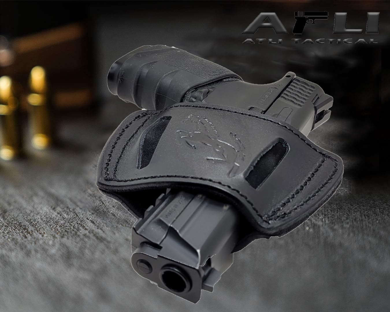 OWB & IWB Leather Gun Holster - Inner & Outside Holsters - Universal CCW Holster - Concealed Carry Holster for Glock Canik Taurus Sig M&P HK Walther Beretta Pistols - Ambidextrous Handed