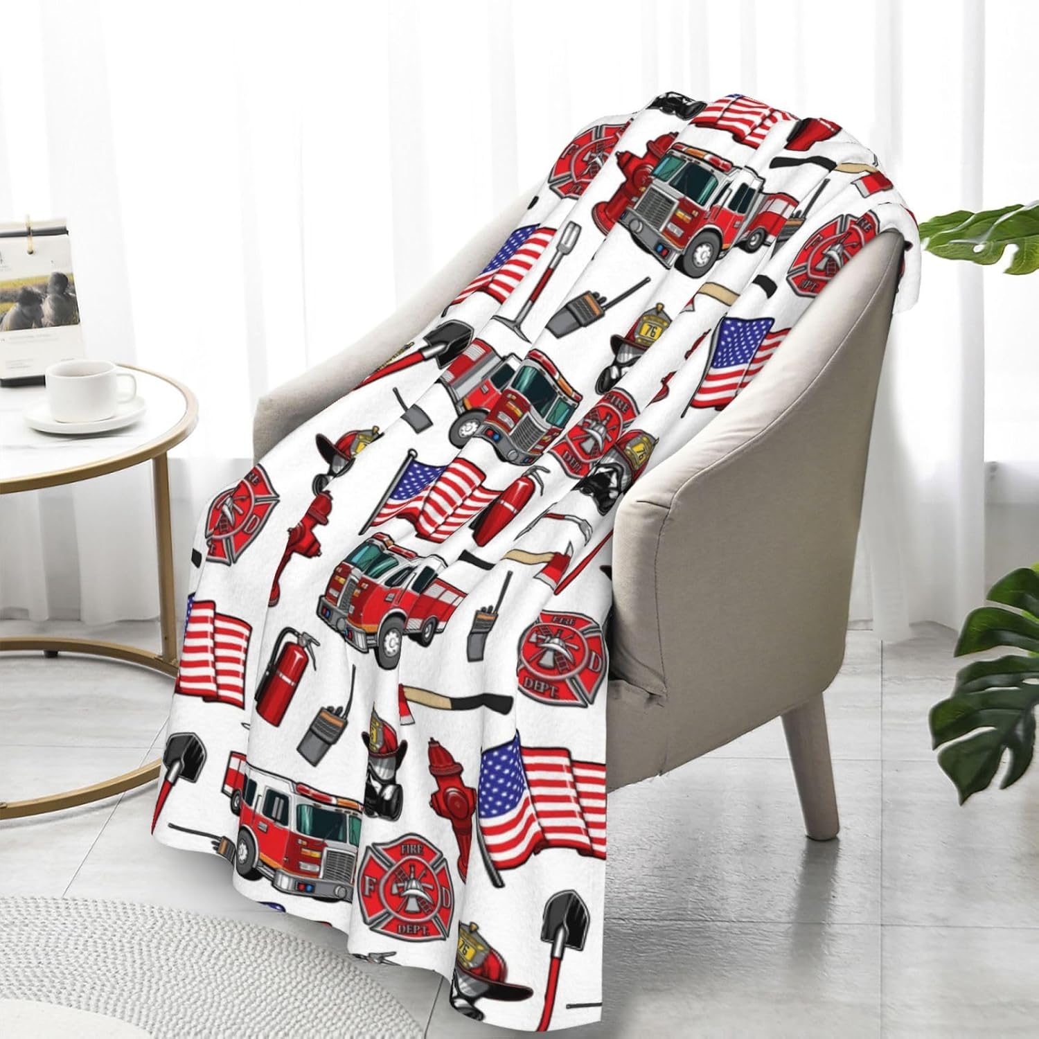 Fire Truck Blanket for Kids 40x50 Inches - Super Soft Firefighter Throw Blankets for Boys & Girls - Cozy Fluffy Fleece Firetruck Blanket for Toddlers, Bed, Couch - Fireman Gift for Childrens Adults - Image 8