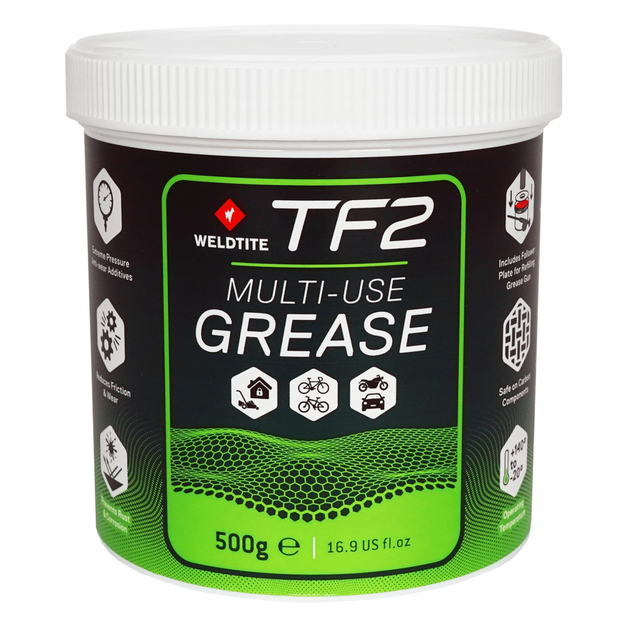WELDTITE TF2 Multi-Use Grease, Workshop Sized - Suitable for Bikes, Garden Equipment, Cars and Motorcycles, 500 g (Pack of 1)